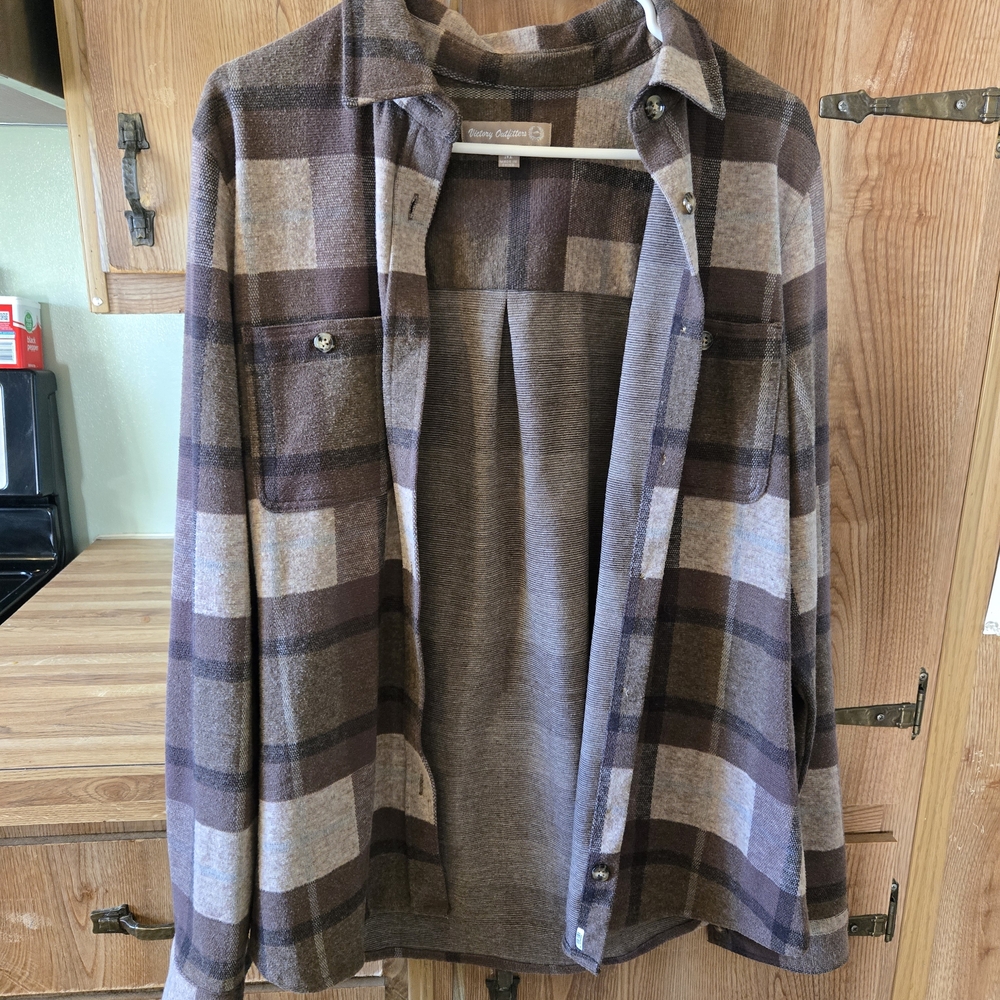 Plaid Button-Up Shacket in Brown and Gray